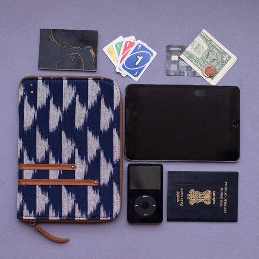 Indigo Blue-White Handcrafted - Meraki Travel Wallet