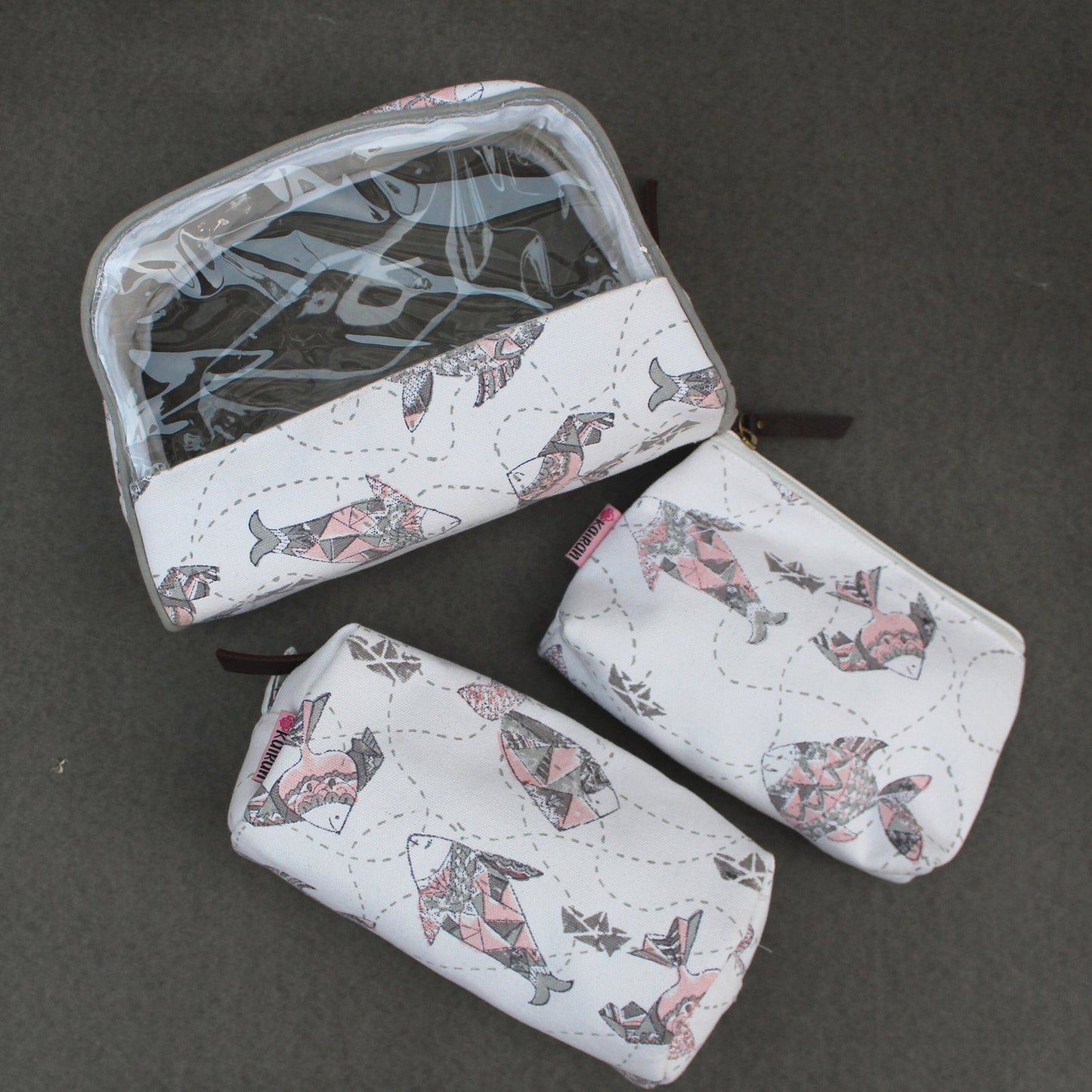 Machali Aur Naav - Hand Block Print 3Pc Toiletries Pouch Set