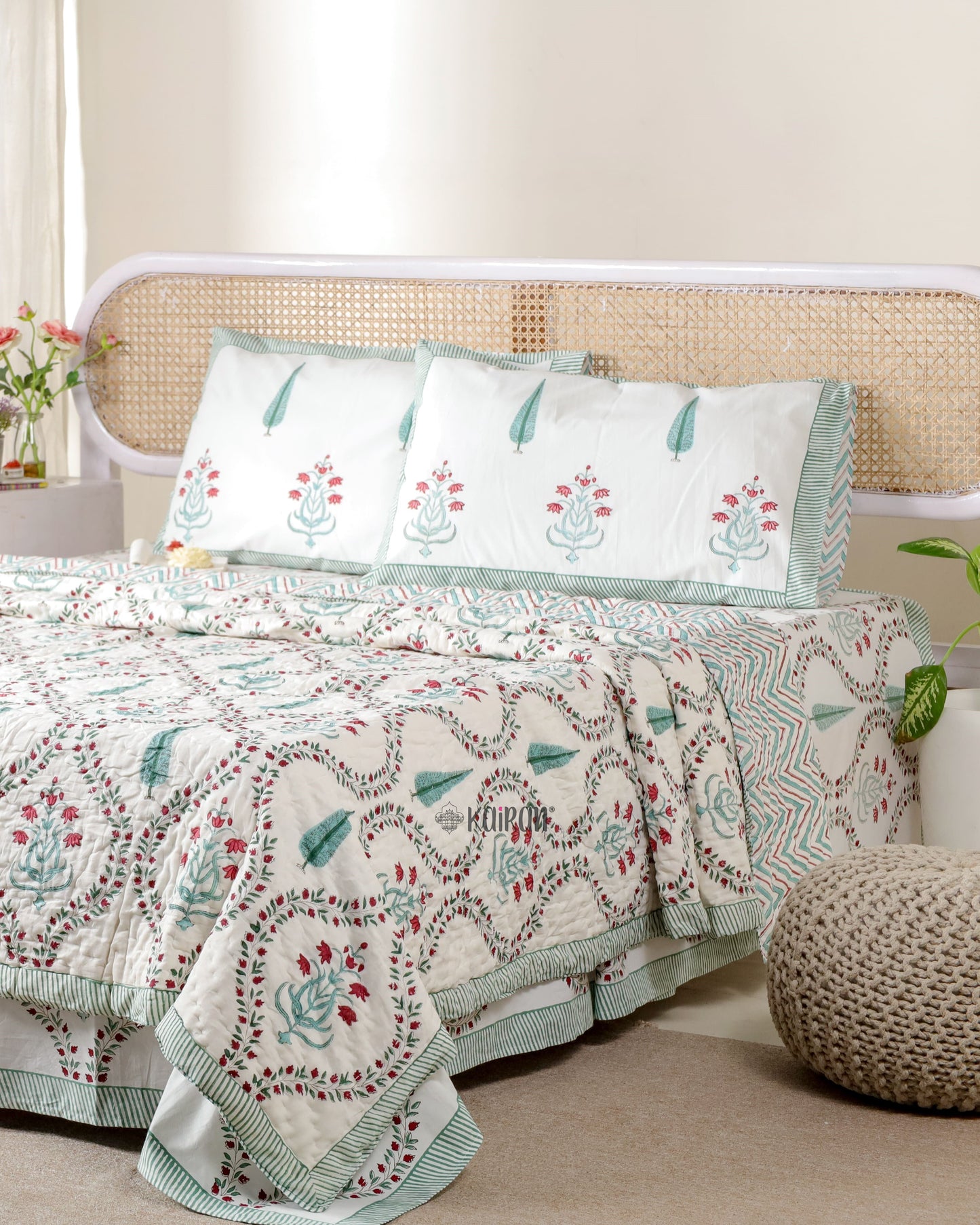 AGRA HAND BLOCK PRINTED BEDSHEET & PILLOWS
