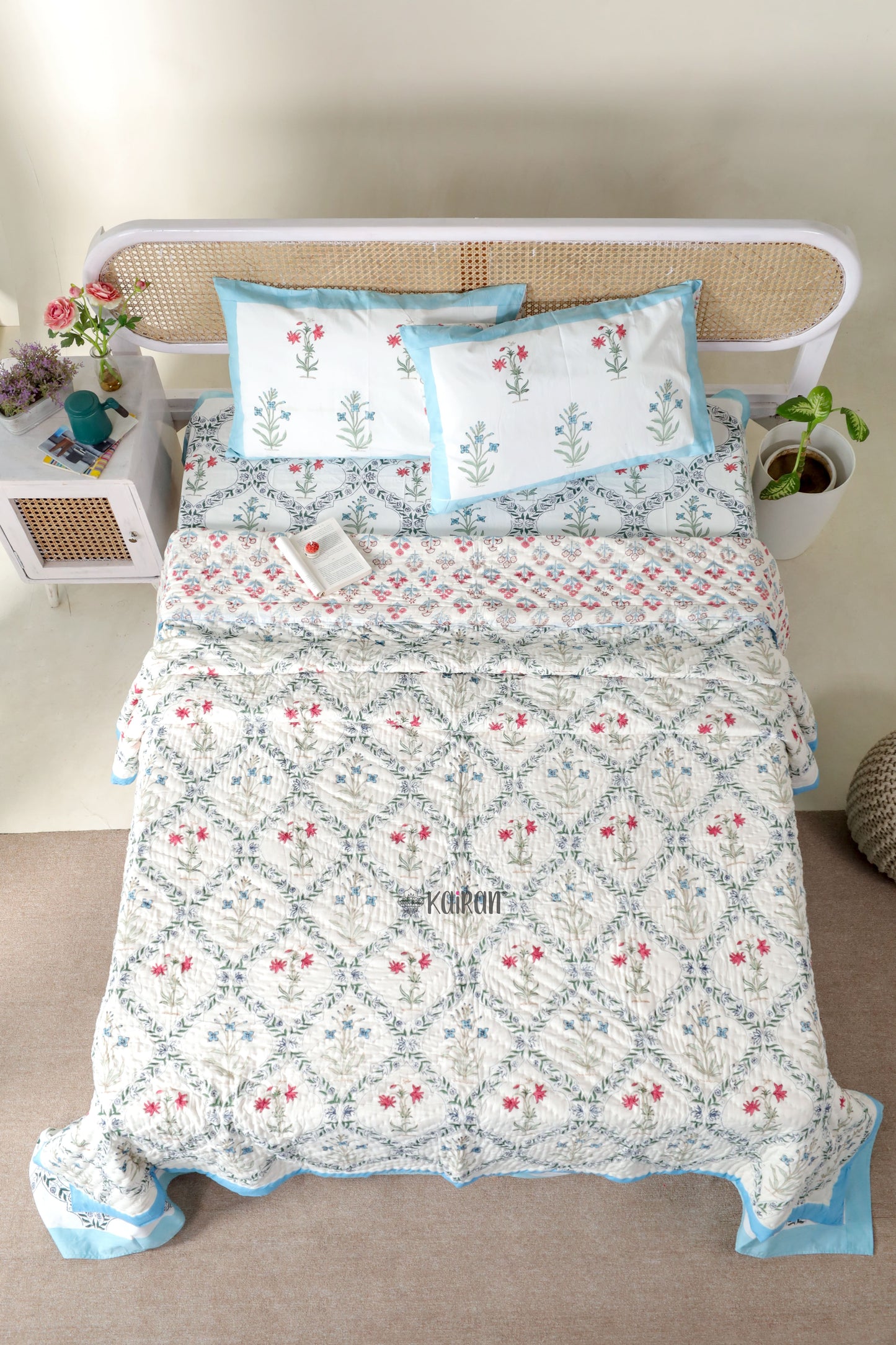 AMRITSAR HAND BLOCK PRINTED BEDSHEET & PILLOWS