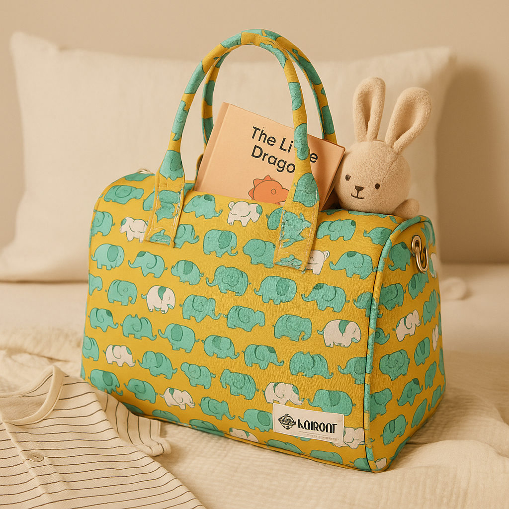 Mini Duffle/Diaper Elephants print Personalised Bag