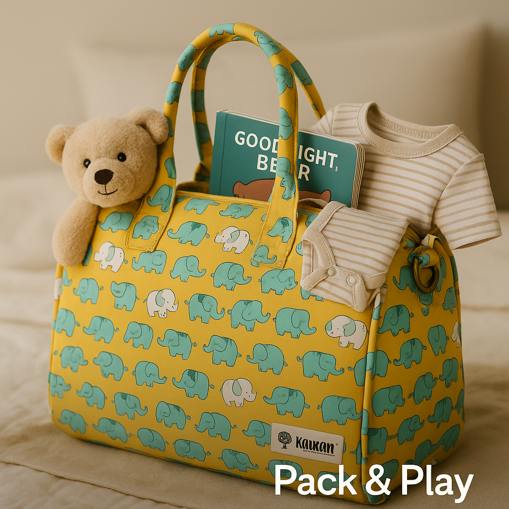 Mini Duffle/Diaper Elephants print Personalised Bag