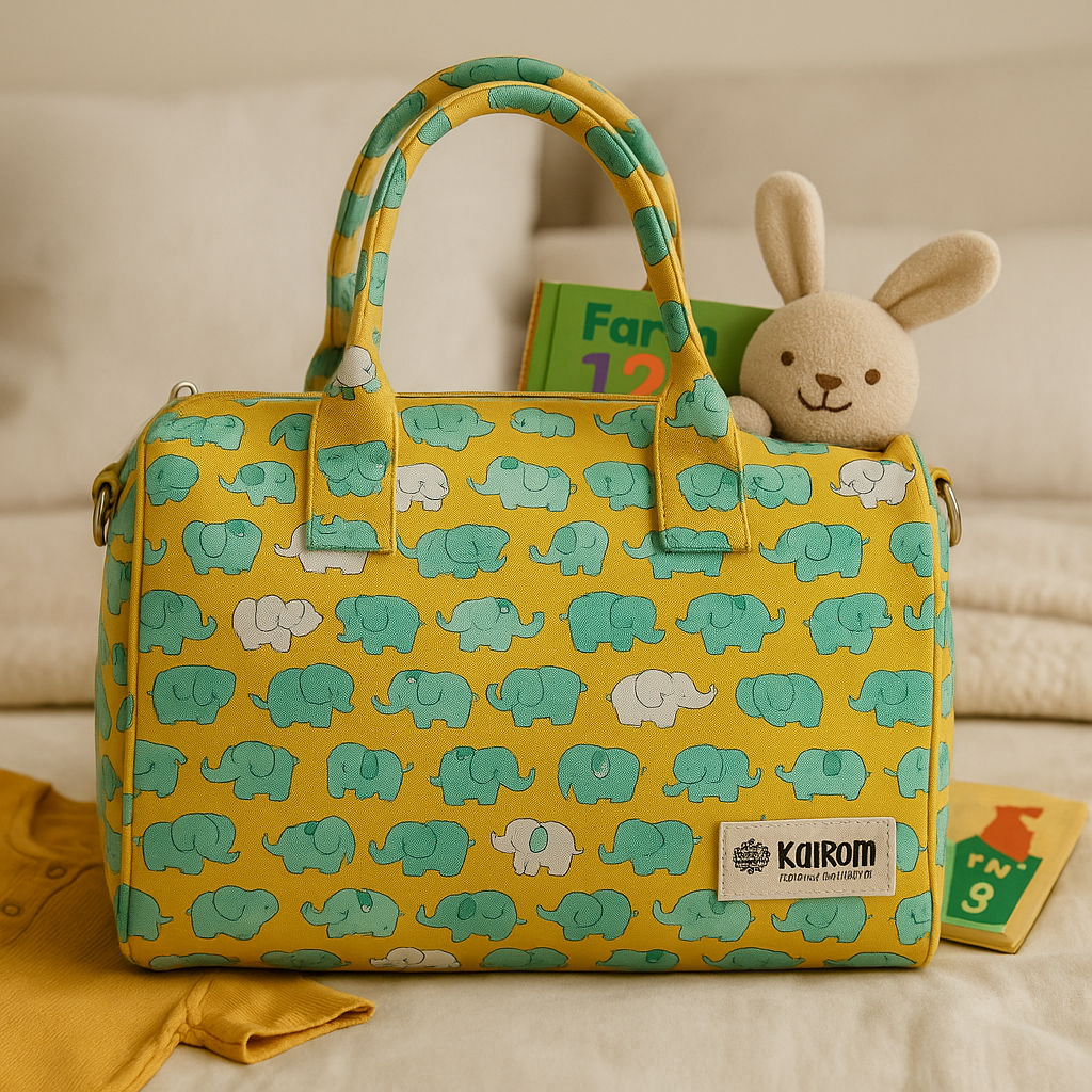 Mini Duffle/Diaper Elephants print Personalised Bag