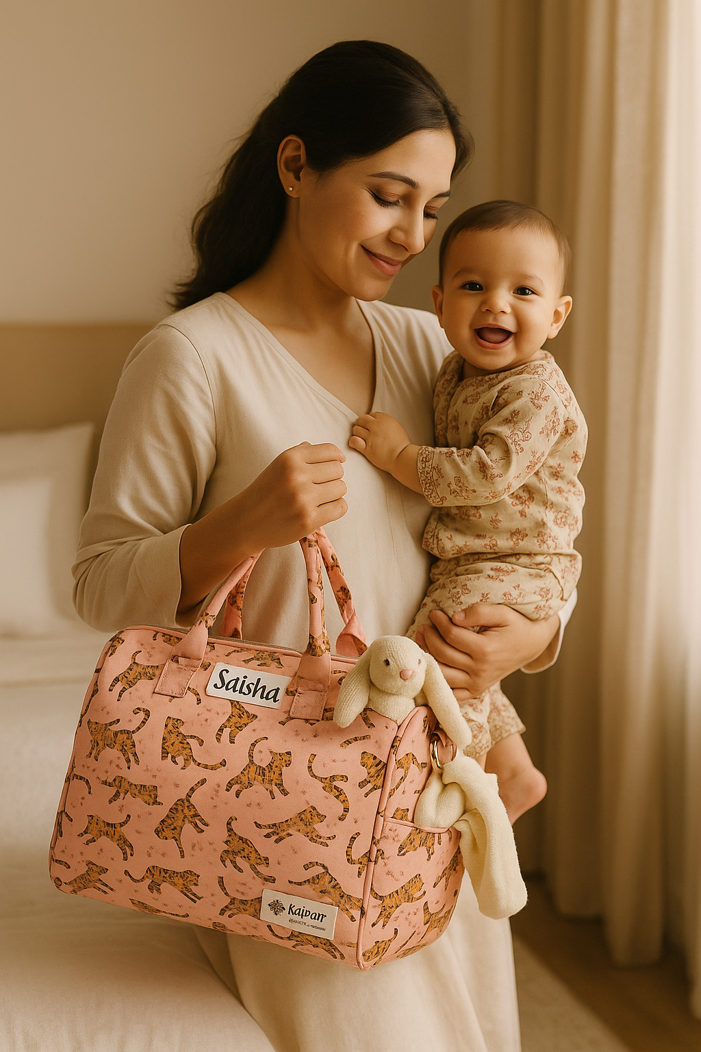 Mini Duffle/Diaper Little Tigress print Personalised Bag
