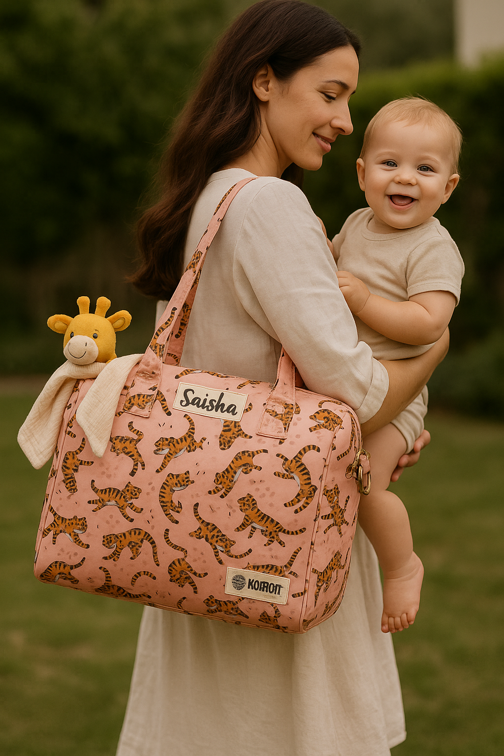Mini Duffle/Diaper Little Tigress print Personalised Bag