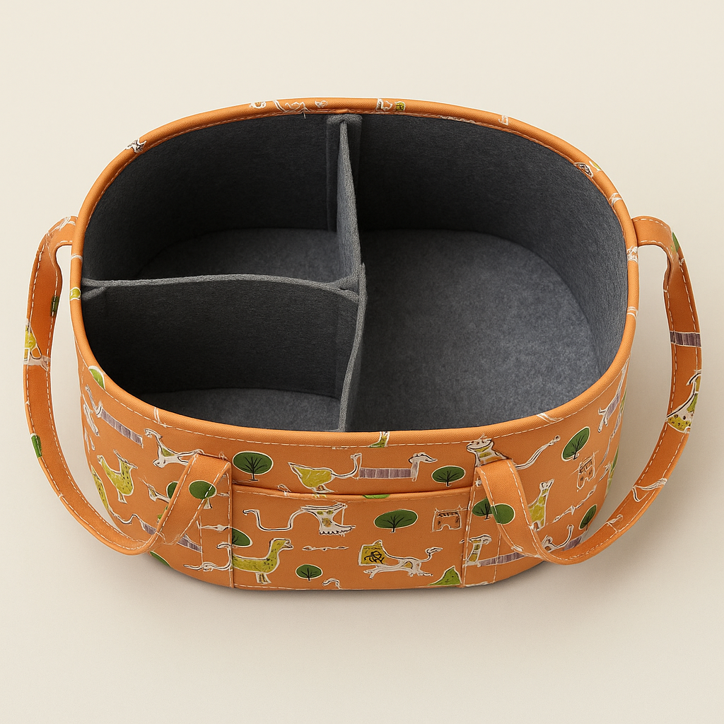 Oval Diaper Caddy Old MacDonald Print Personalised Bag