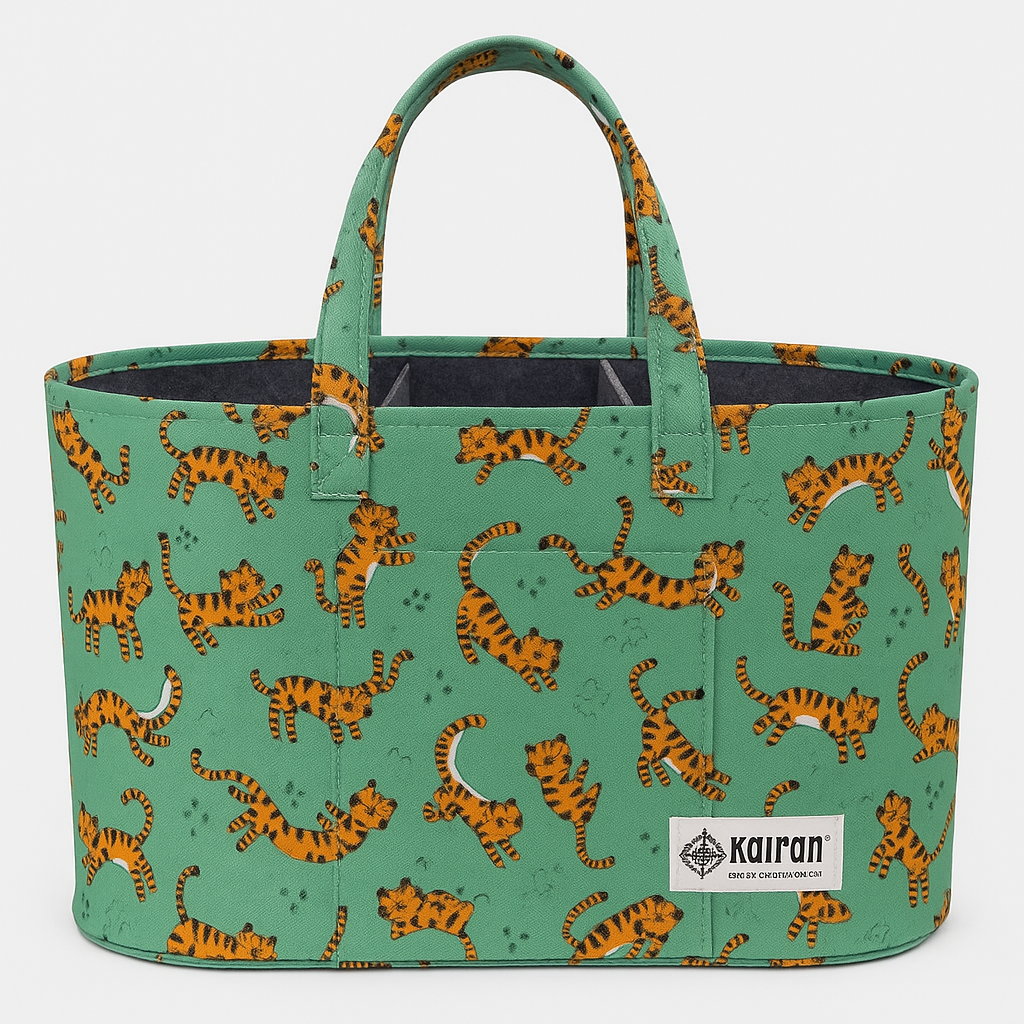 Oval Diaper Caddy LiL Tiger Print Personalised Bag