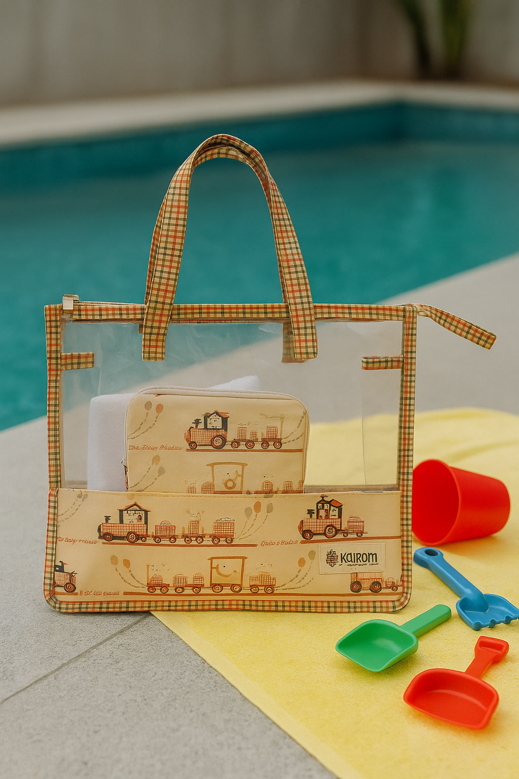 Swim/Art Circus Train Print Personalised Bag
