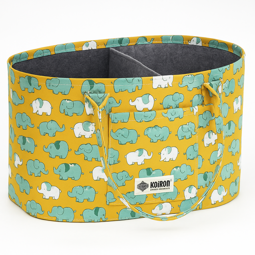 Oval Diaper Caddy Elephants Print Personalised Bag