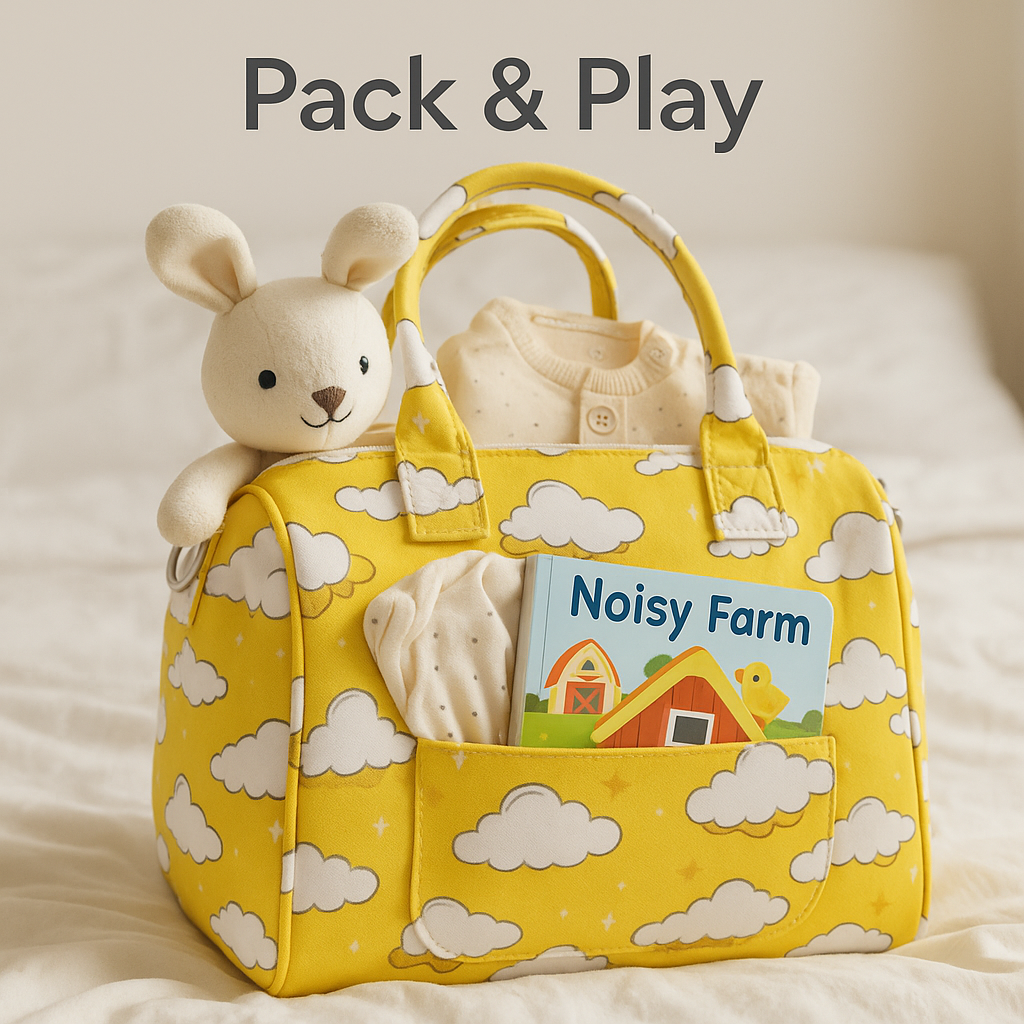 Mini Duffle/Diaper Clouds print Personalised Bag