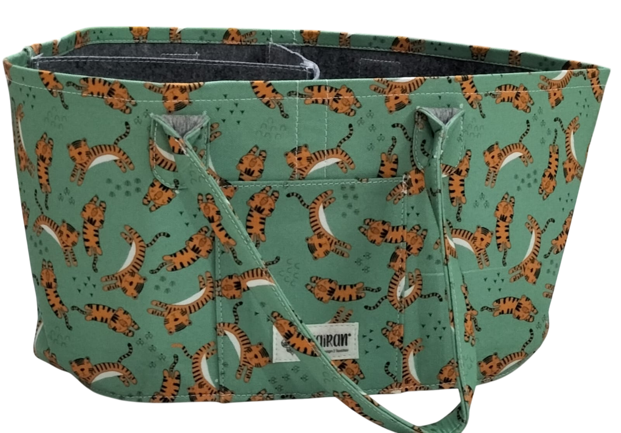 Oval Diaper Caddy LiL Tiger Print Personalised Bag