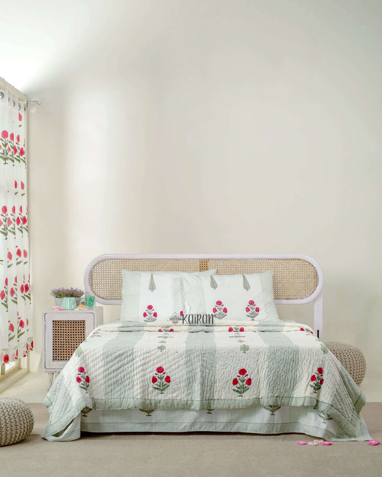 GULMARG HAND BLOCK PRINTED BEDSHEET & PILLOWS
