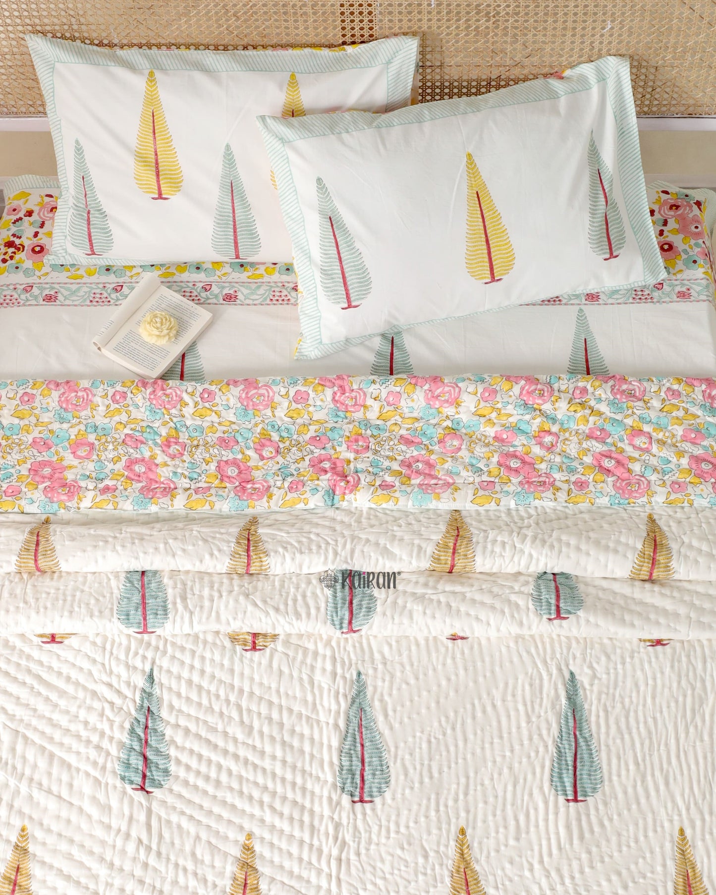 KOLKATA HAND BLOCK PRINTED BEDSHEET & PILLOWS