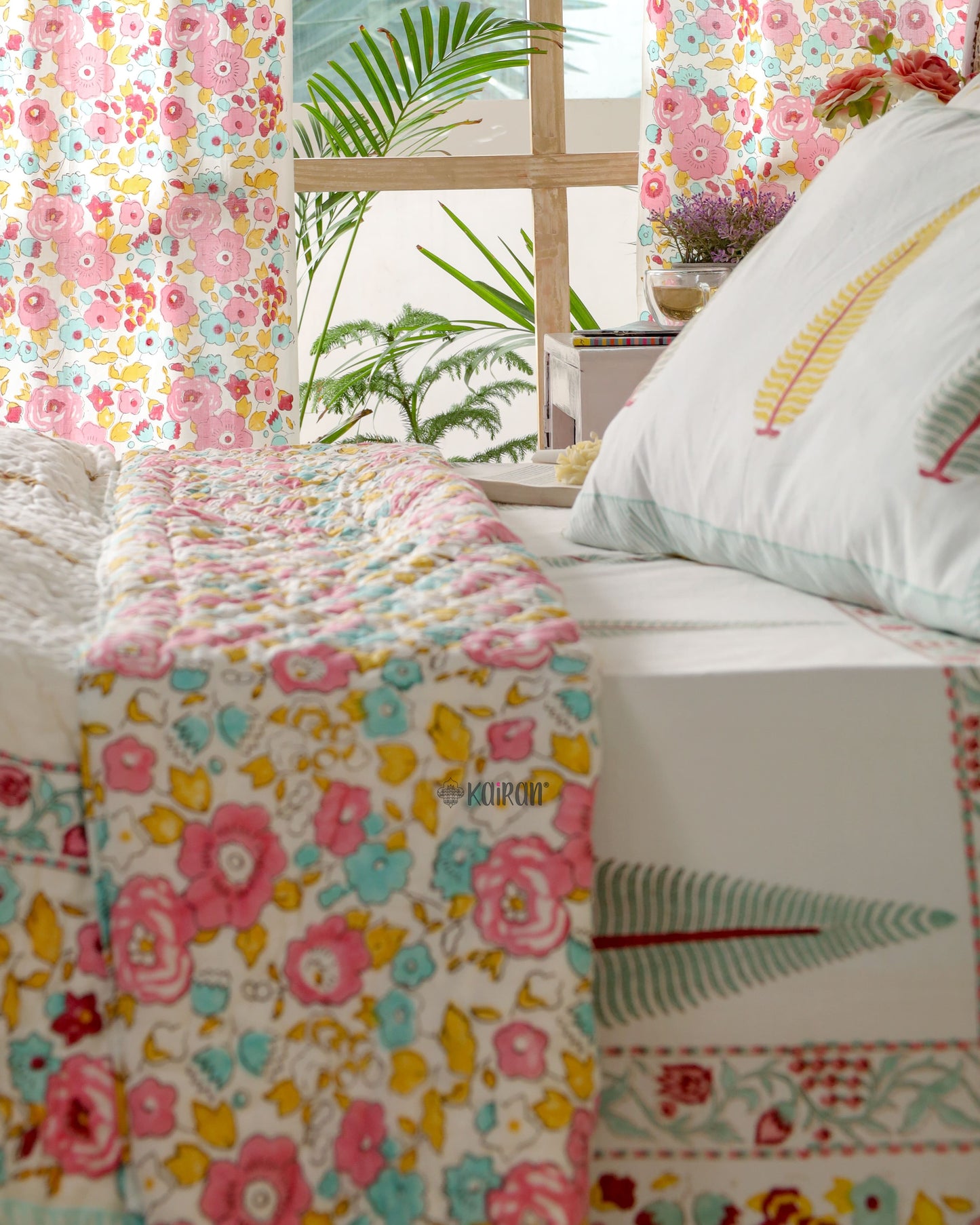 KOLKATA HAND BLOCK PRINTED BEDSHEET & PILLOWS
