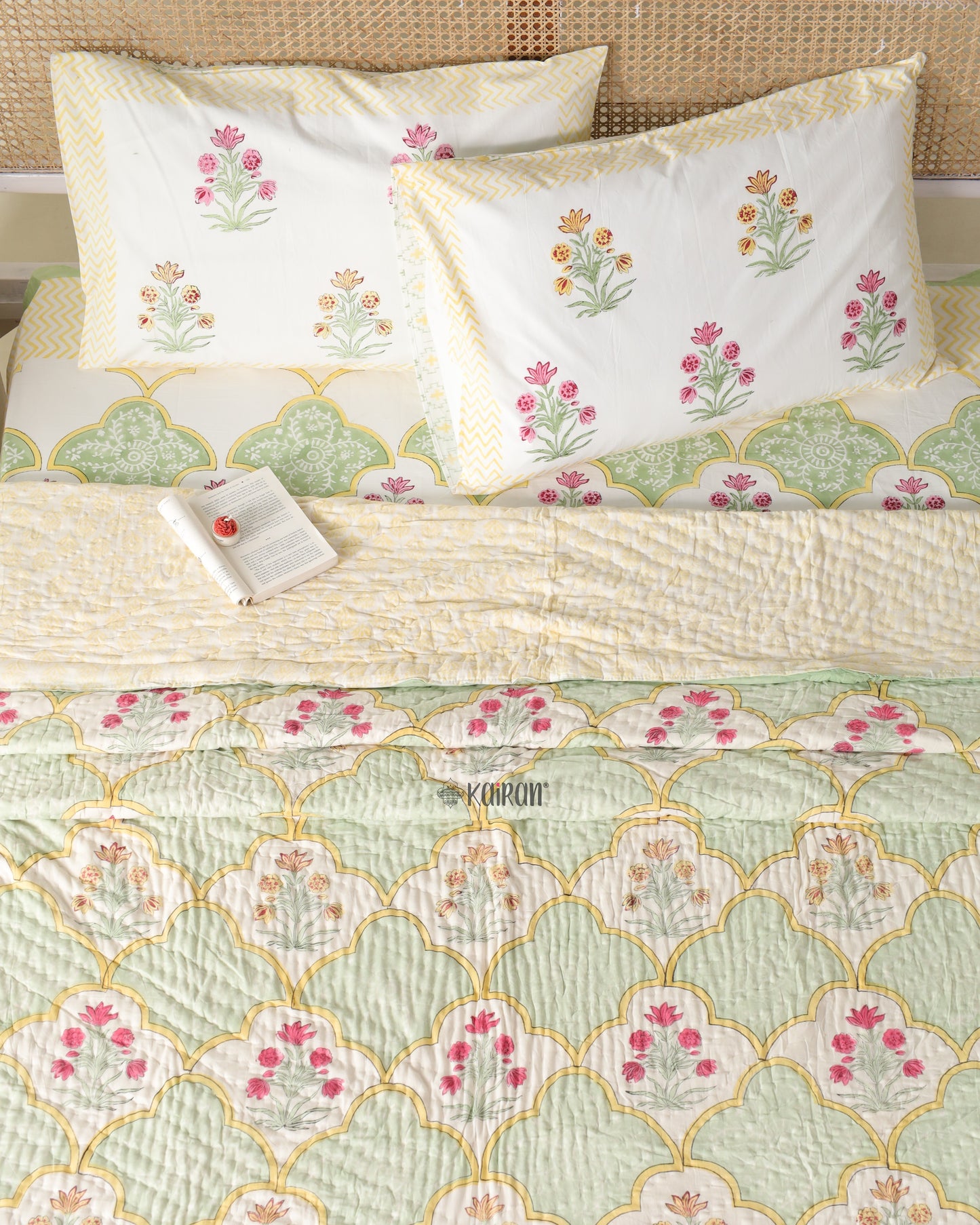 LUCKNOW HAND BLOCK PRINTED BEDSHEET & PILLOWS