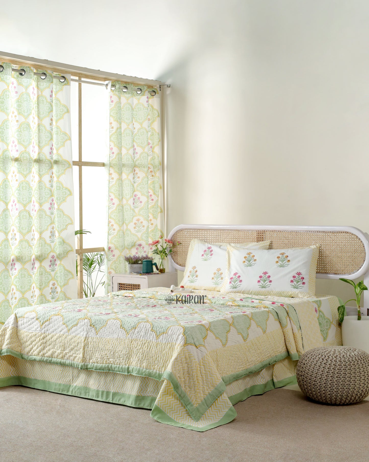 LUCKNOW HAND BLOCK PRINTED BEDSHEET & PILLOWS