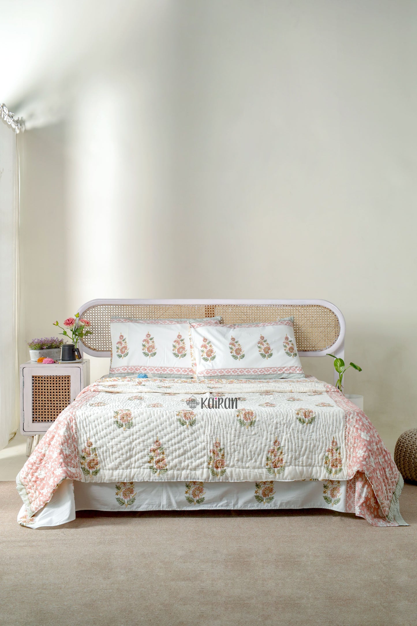 MYSORE HAND BLOCK PRINTED BEDSHEET & PILLOWS