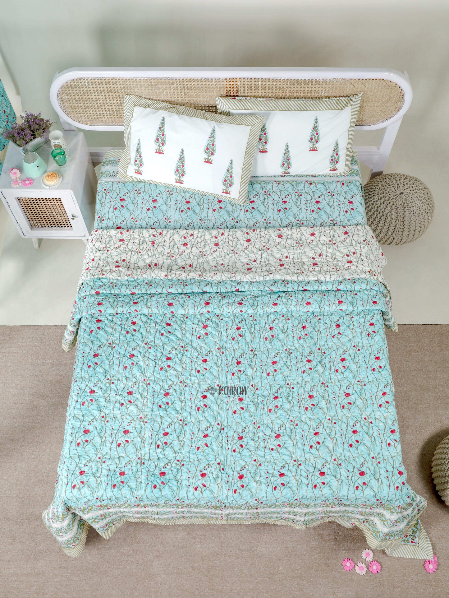PONDICHERRY HAND BLOCK PRINTED QUILT