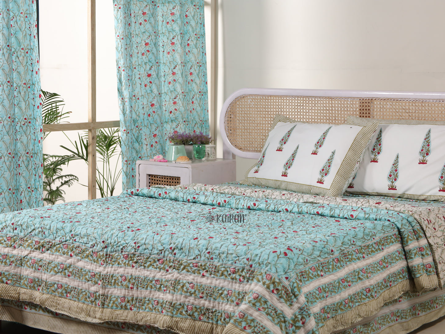 PONDICHERRY HAND BLOCK PRINTED QUILT