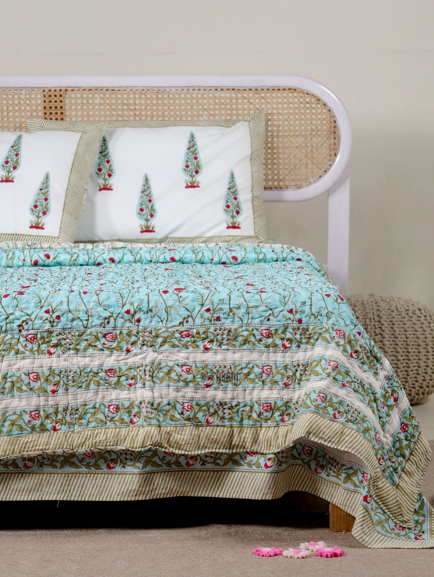 PONDICHERRY HAND BLOCK PRINTED QUILT
