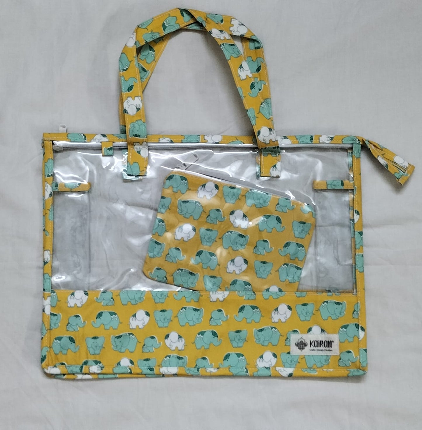 Swim/Art Elephants Print Personalised Bag