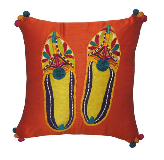 Mojri-Embroidred Dupion Silk Cushion Cover