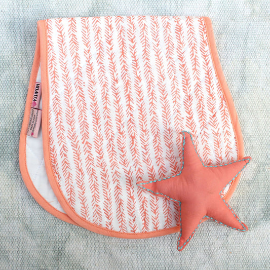 Seahorse Feathers - Hand Block Print Cotton Burp Cloth