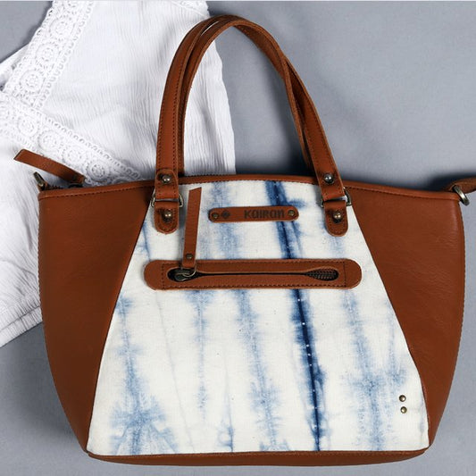 Blue=-White Handcrafted - Meraki Handbag