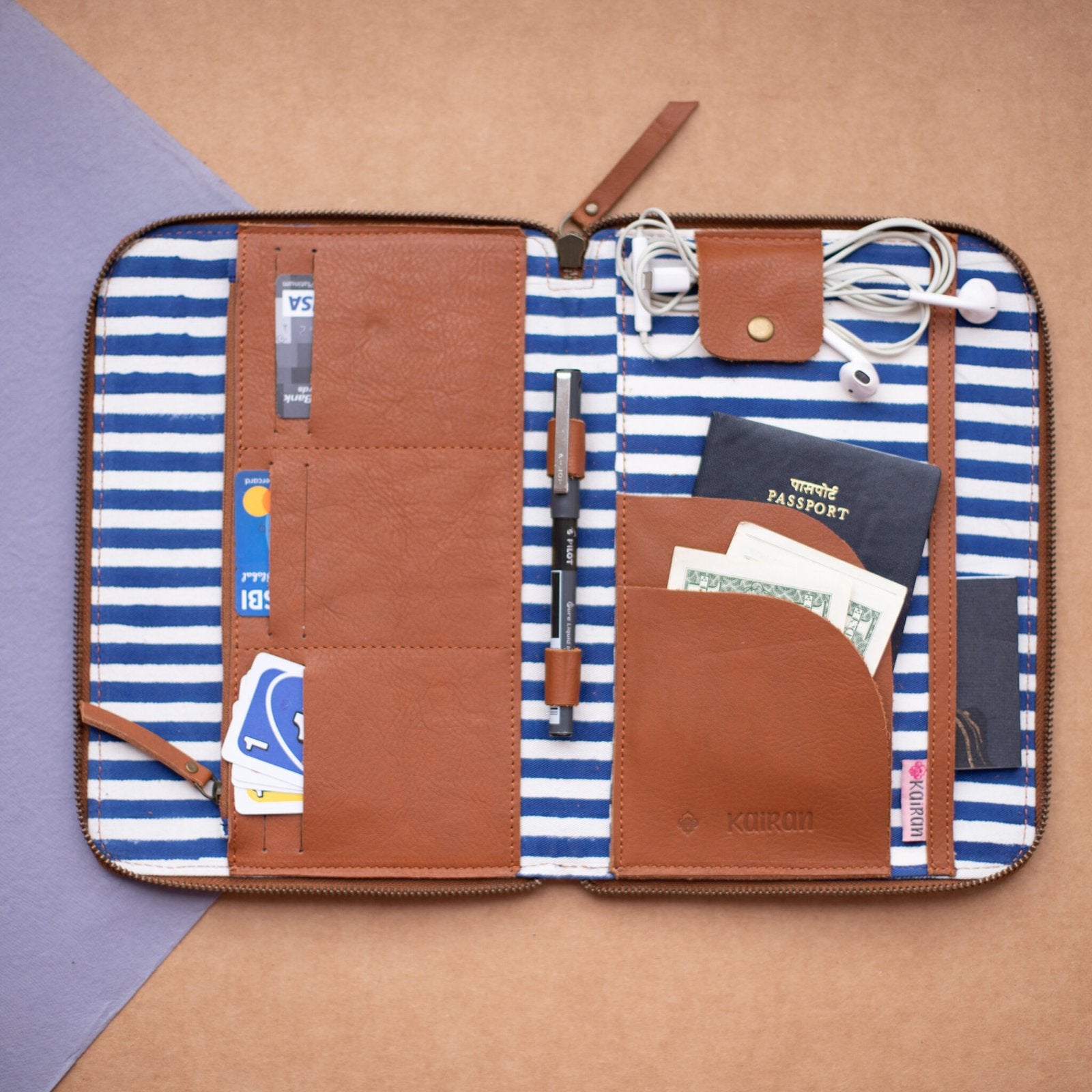 Indigo Blue-White Handcrafted - Meraki Travel Wallet
