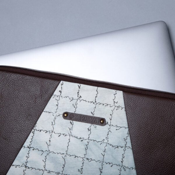 White-Grey Handcrafted- Meraki Laptop Sleeve