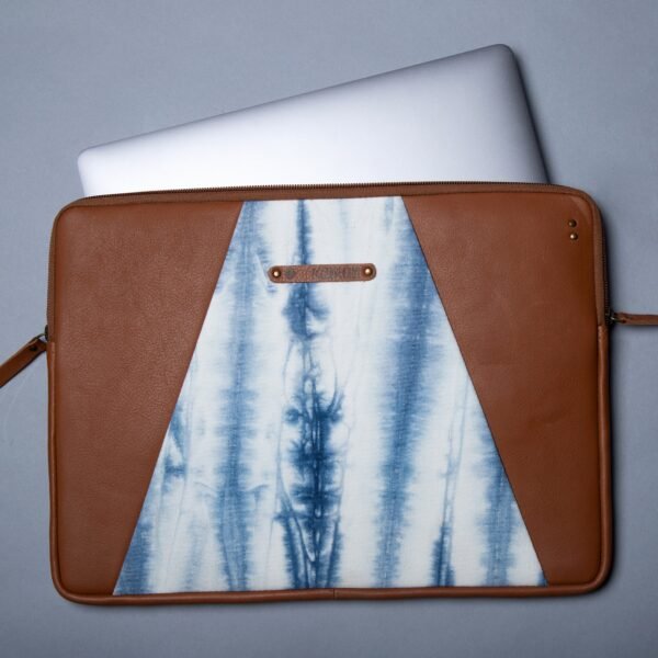 White-Blue Handcrafted- Meraki Laptop Sleeve