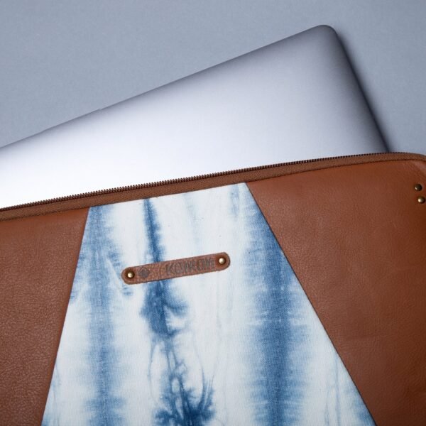 White-Blue Handcrafted- Meraki Laptop Sleeve