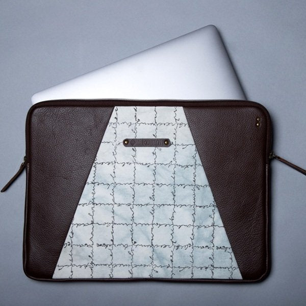 White-Grey Handcrafted- Meraki Laptop Sleeve