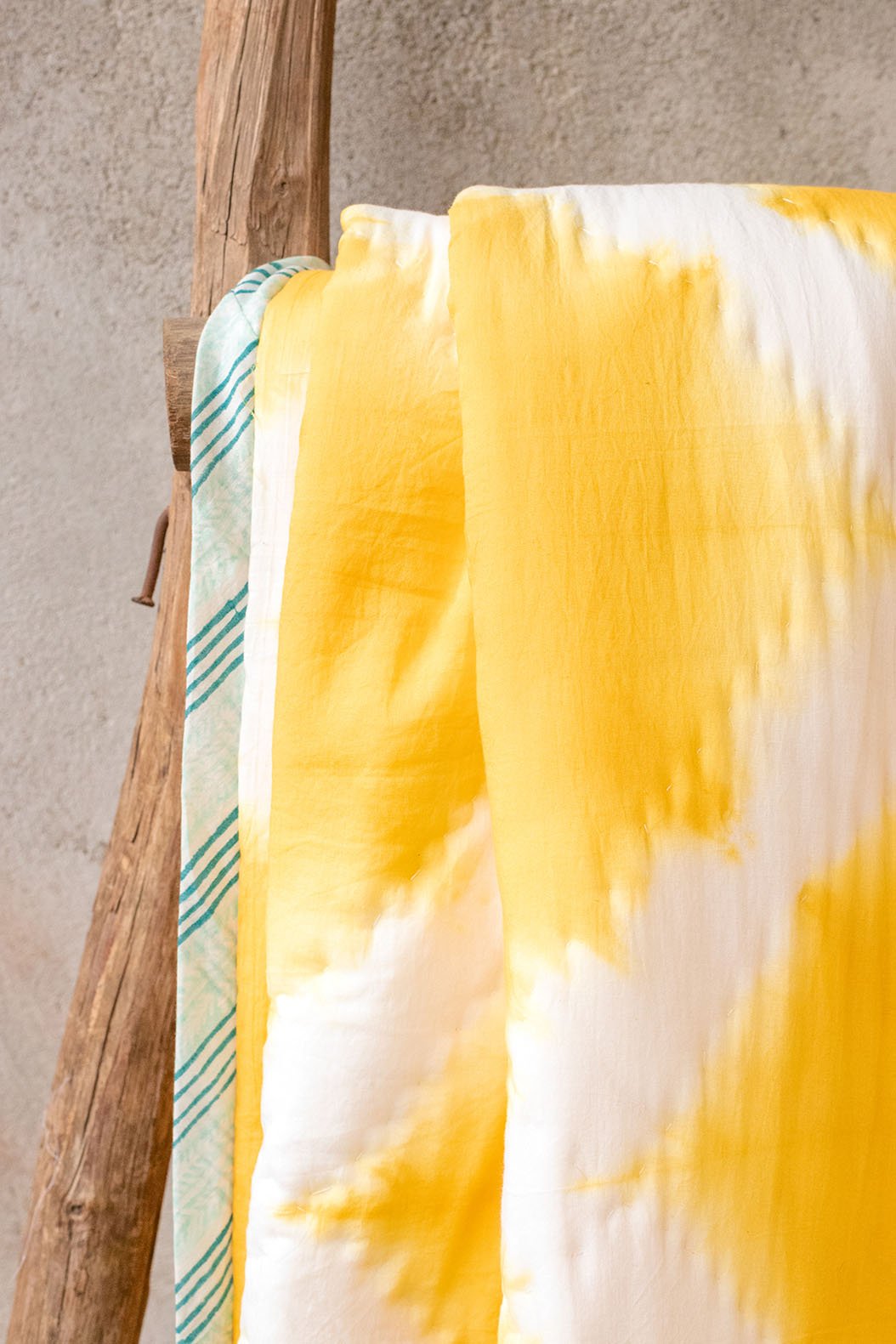 Chorus – Yellow Shibori Dyed Reversible Cotton Quilt for Kids & Adult