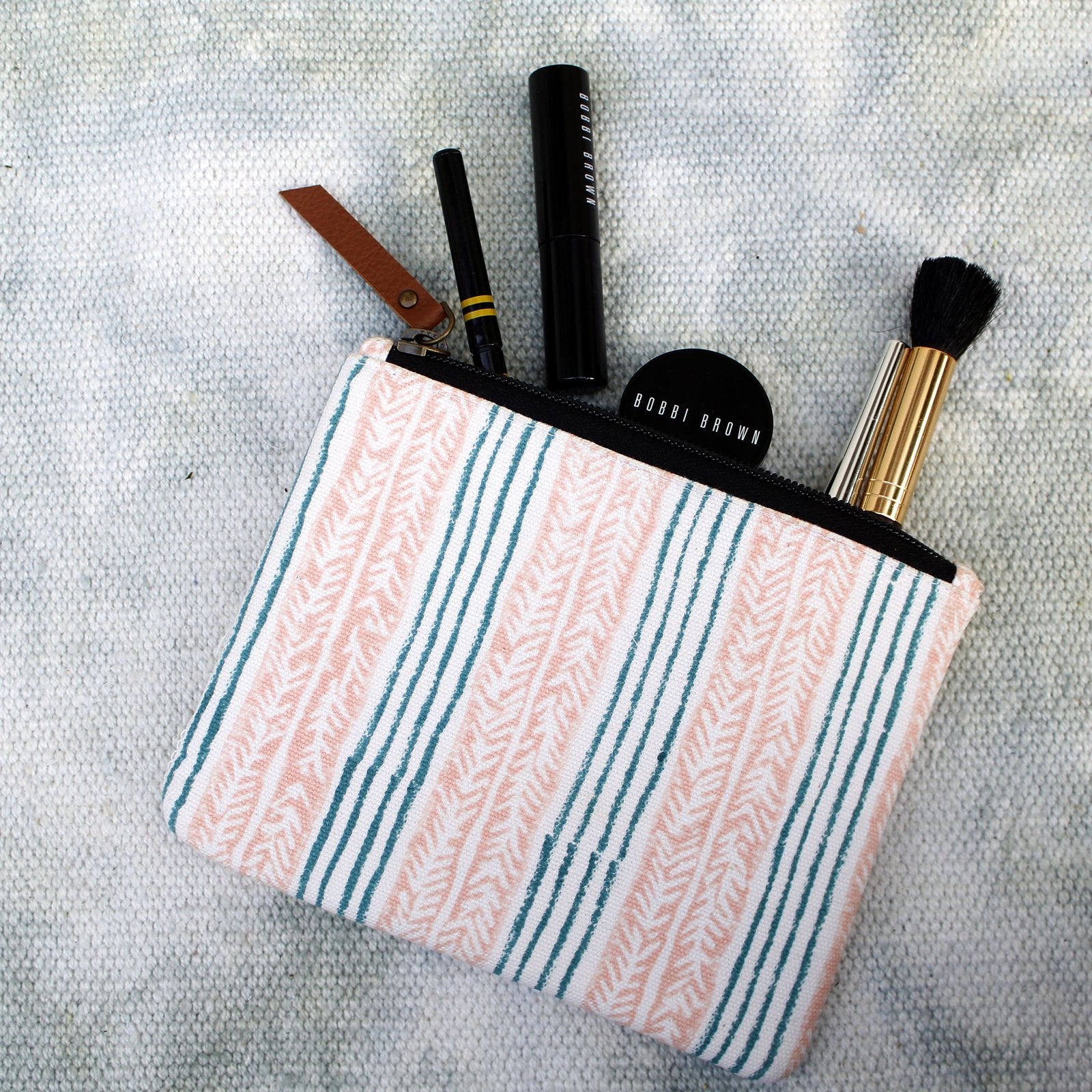 The Seahorse Story - Hand Block Print Mini Toiletries Pouch