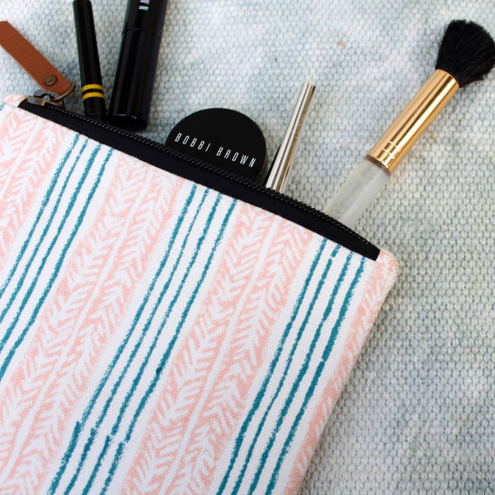 The Seahorse Story - Hand Block Print Mini Toiletries Pouch
