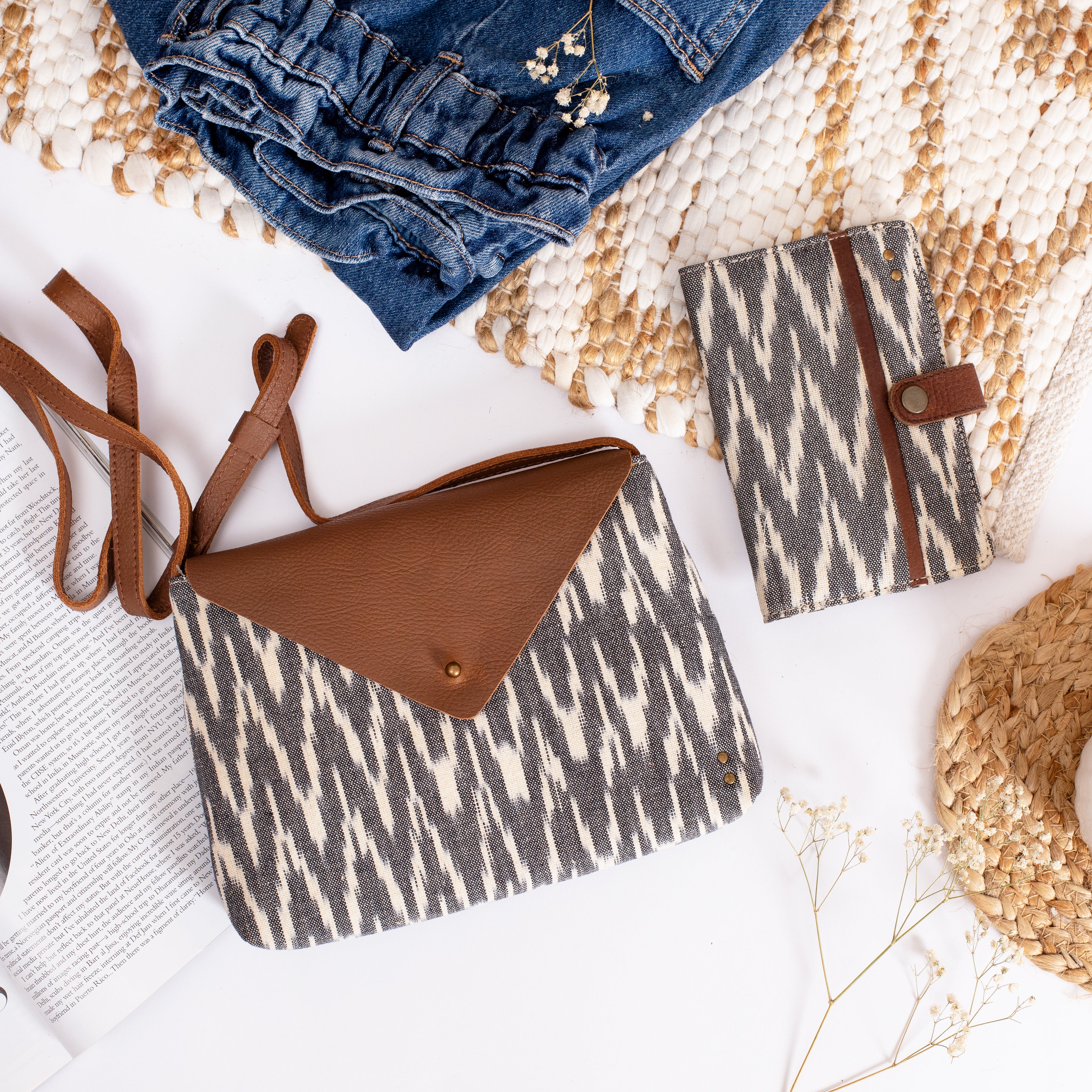 Gray Ikat Handcrafted -Triangle bags