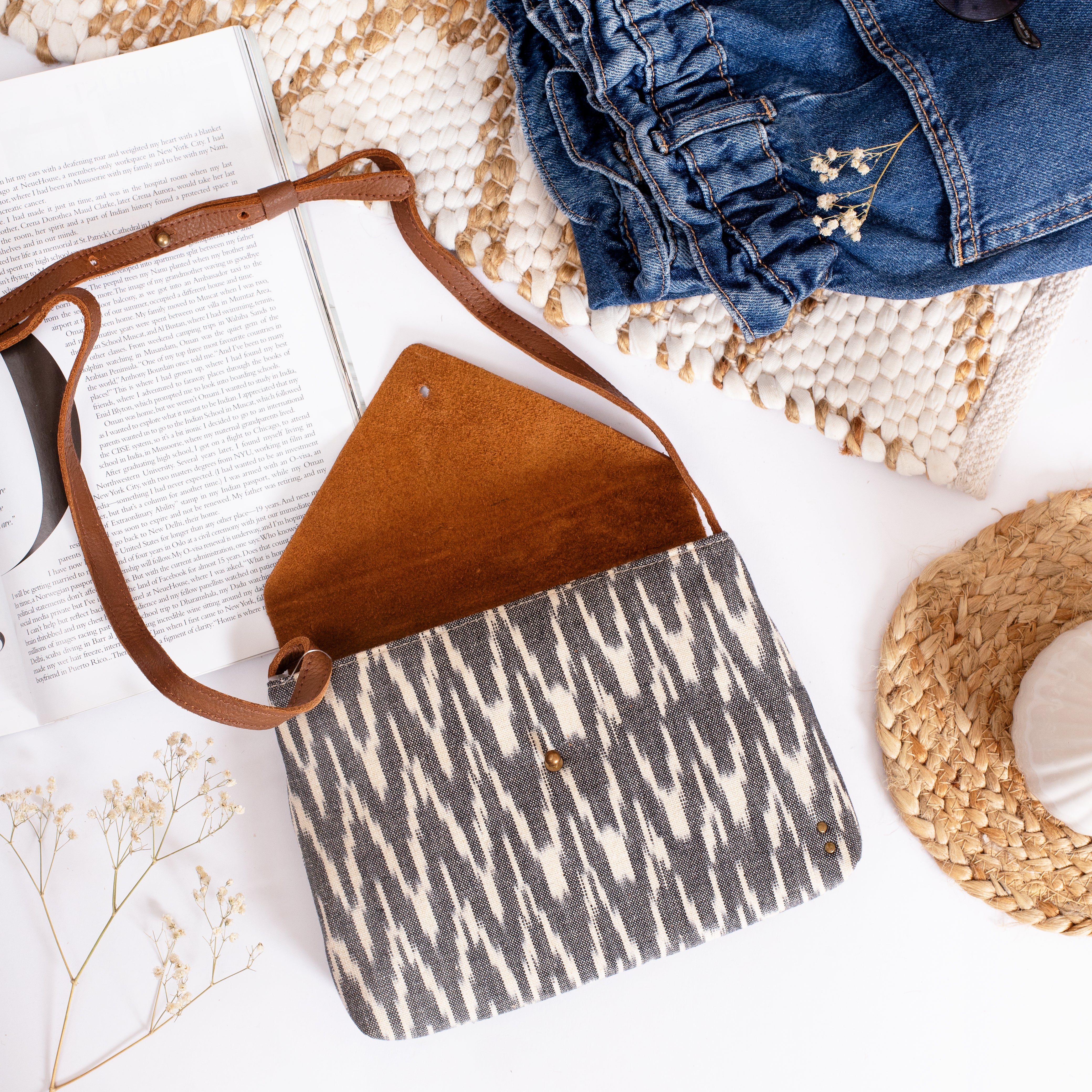 Gray Ikat Handcrafted -Triangle bags