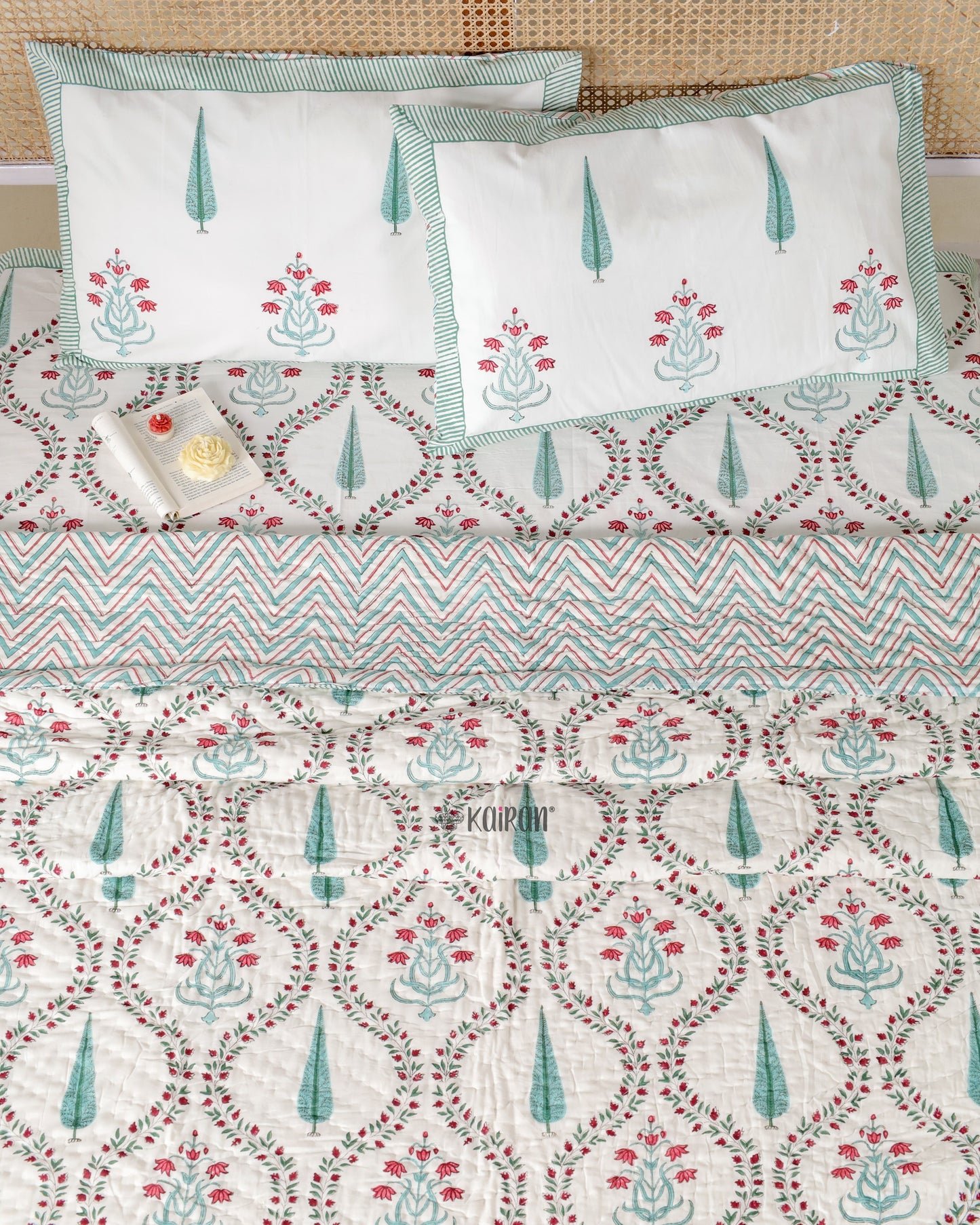 AGRA HAND BLOCK PRINTED BEDSHEET & PILLOWS