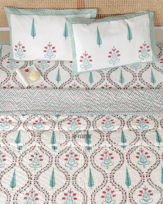 AGRA HAND BLOCK PRINTED BEDSHEET & PILLOWS