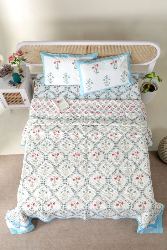 AMRITSAR HAND BLOCK PRINTED BEDSHEET & PILLOWS