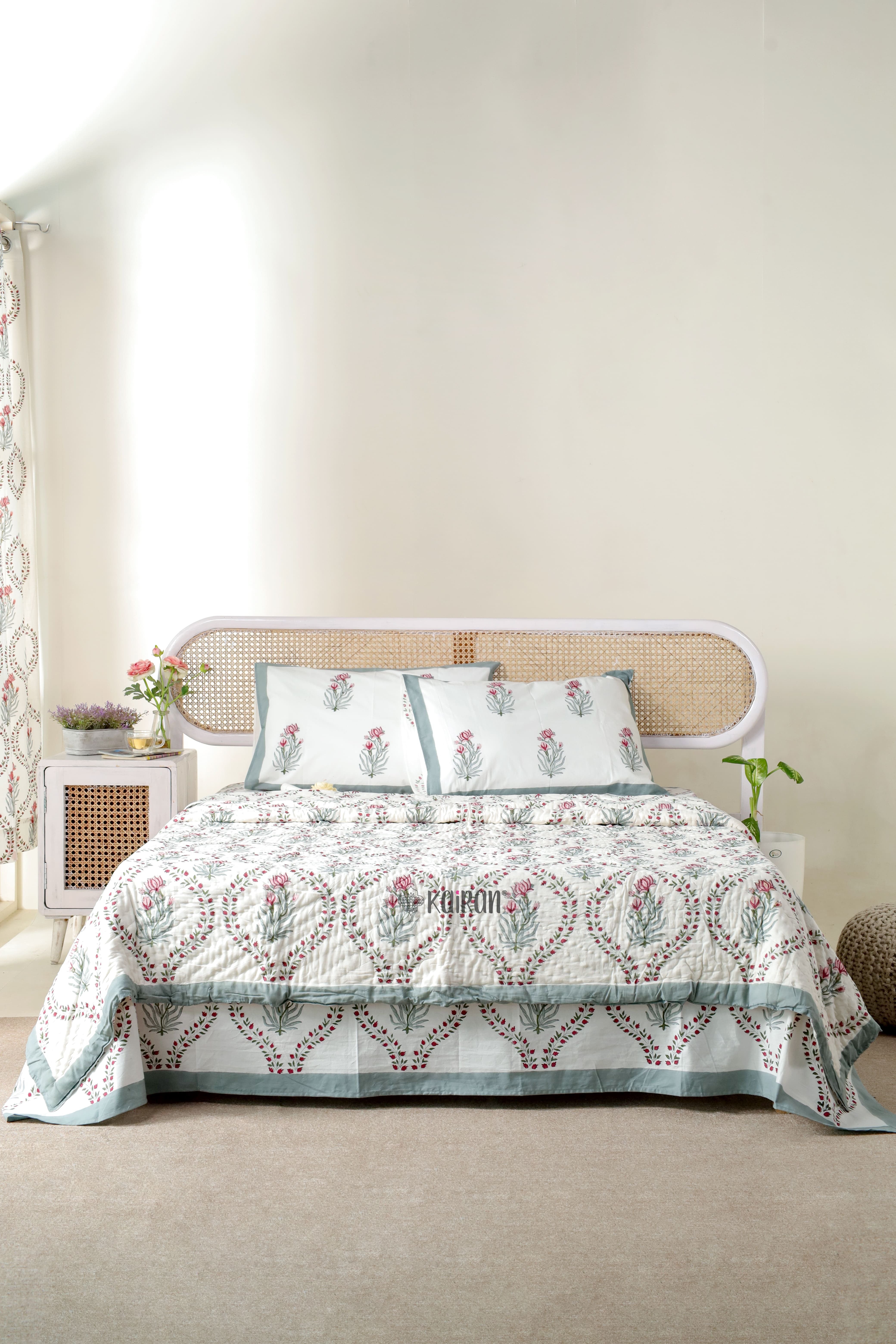 BANARAS HAND BLOCK PRINTED BEDSHEET & PILLOWS