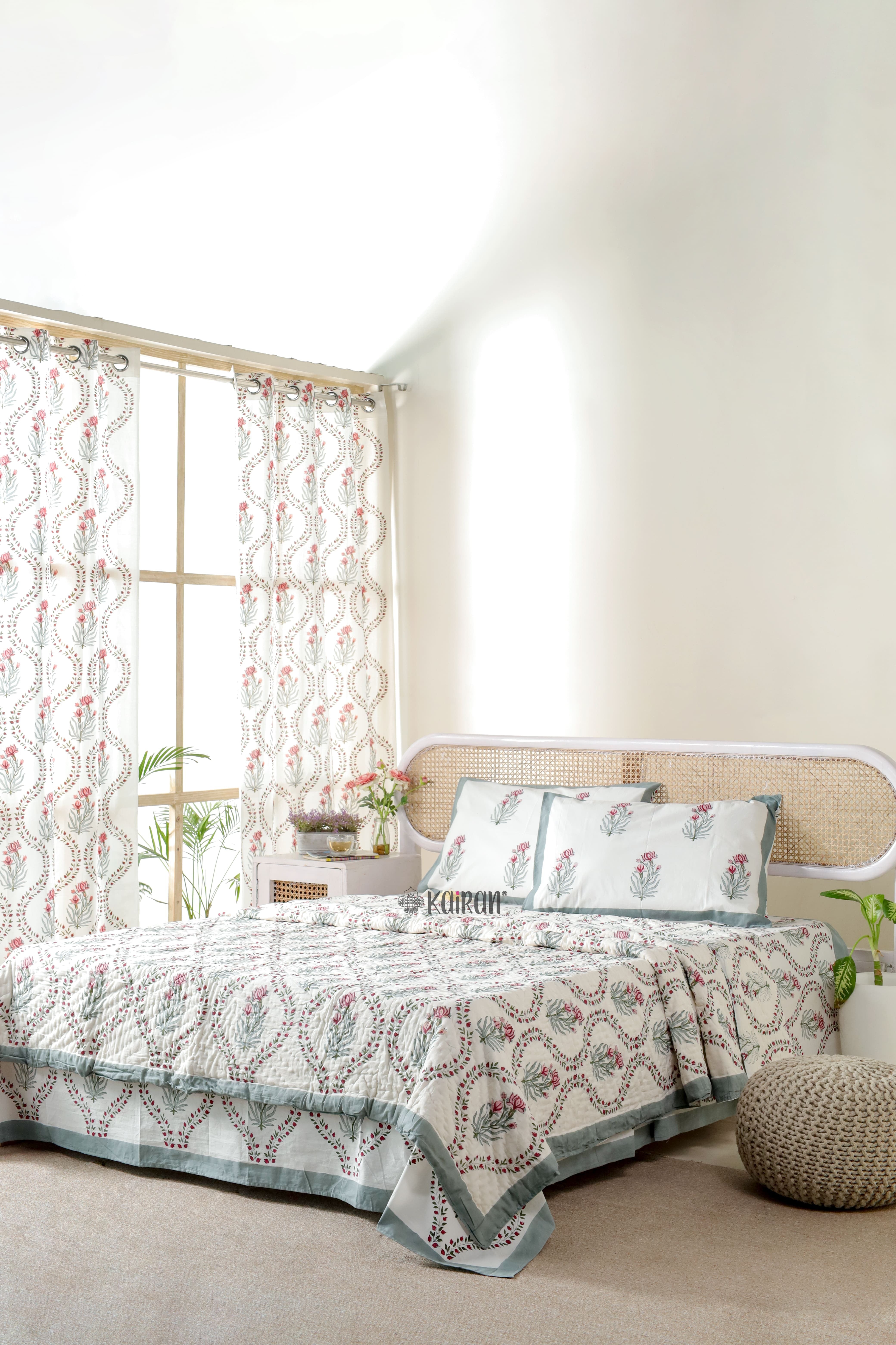 BANARAS HAND BLOCK PRINTED BEDSHEET & PILLOWS