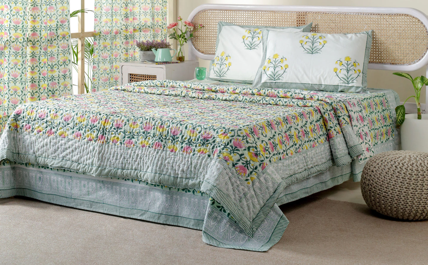 BAREILLY HAND BLOCK PRINTED BEDDING SET