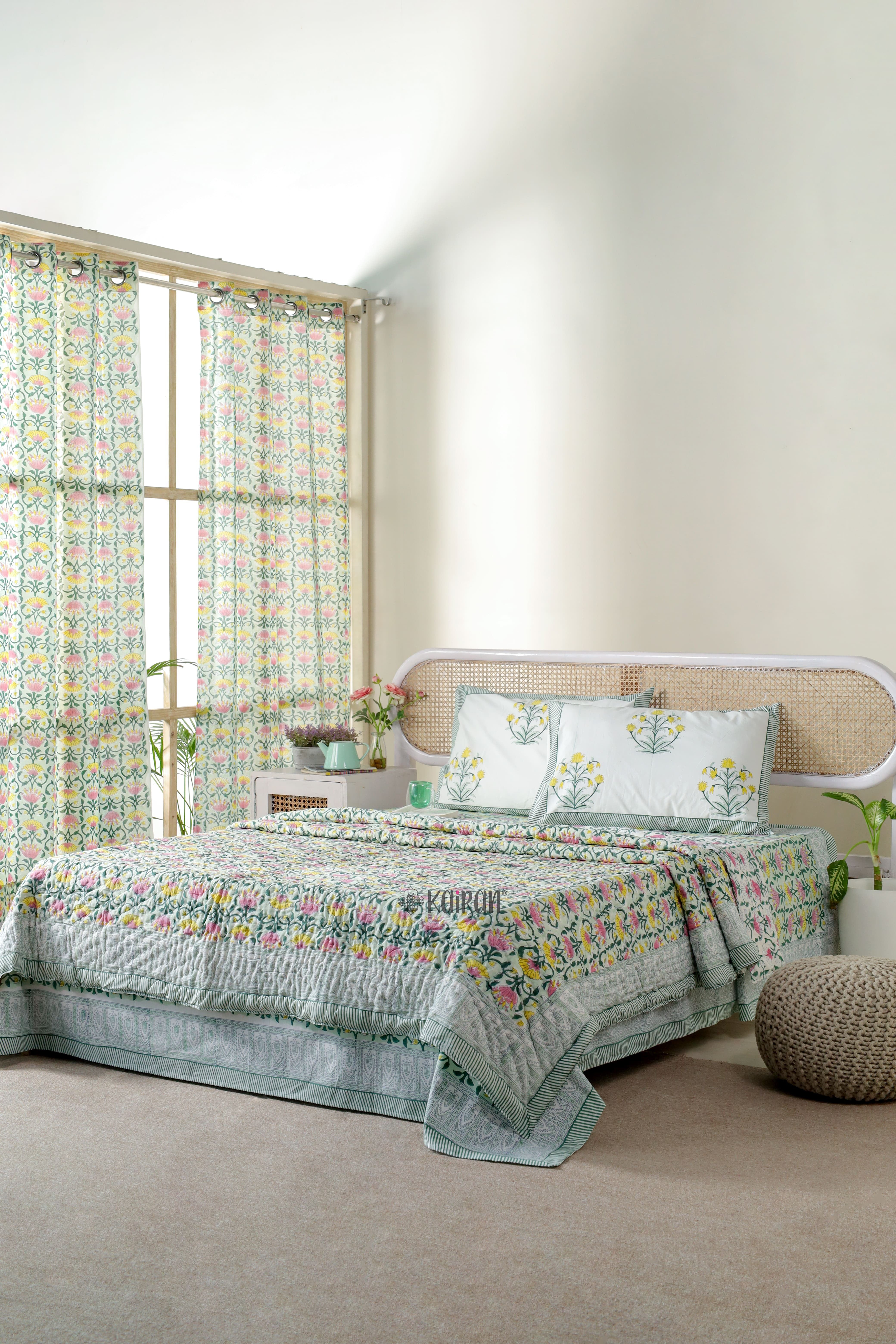 BAREILLY HAND BLOCK PRINTED BEDSHEET & PILLOWS