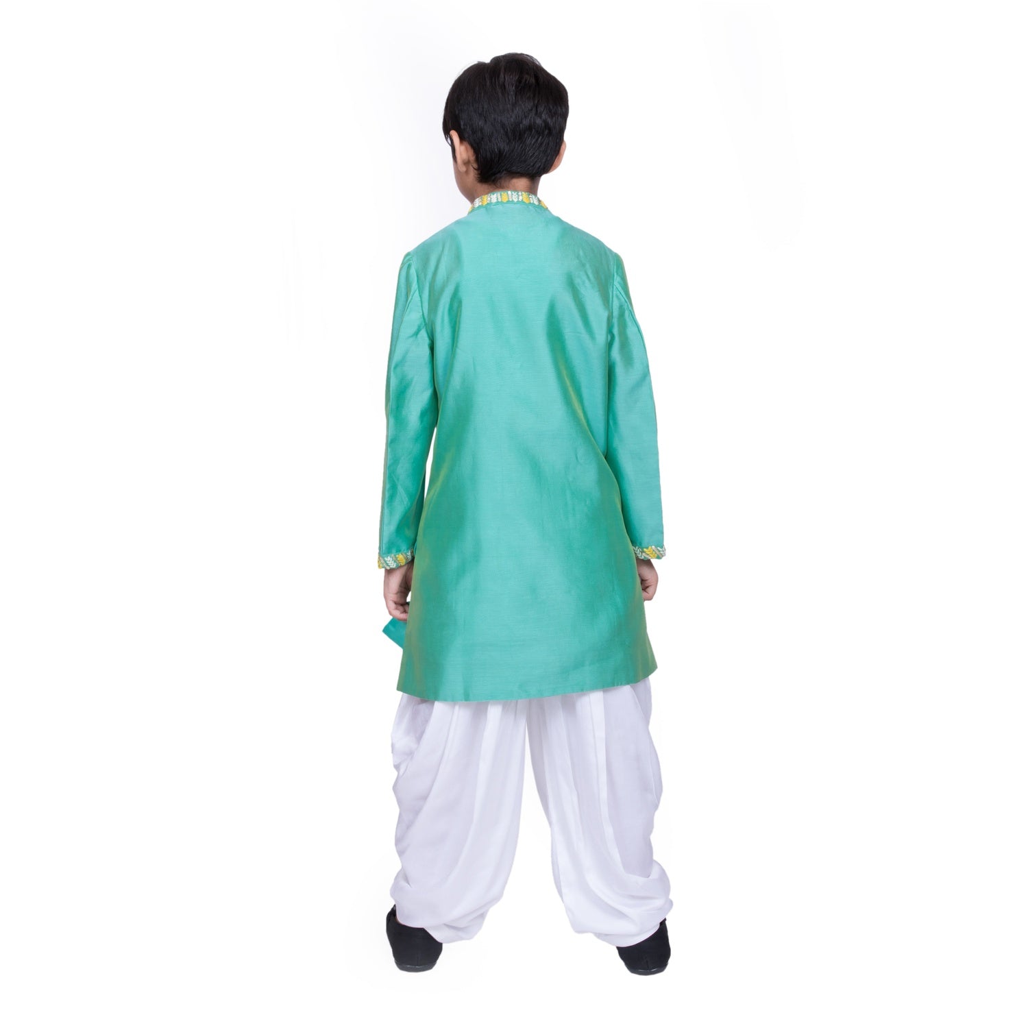 Chanderi Hand Embroidered Guitar Motif Indo Western with Pathani(Sea Green)