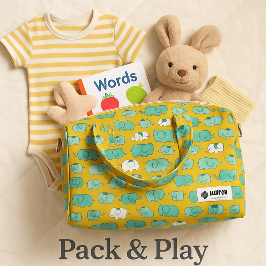 Mini Duffle/Diaper Elephants print Personalised Bag