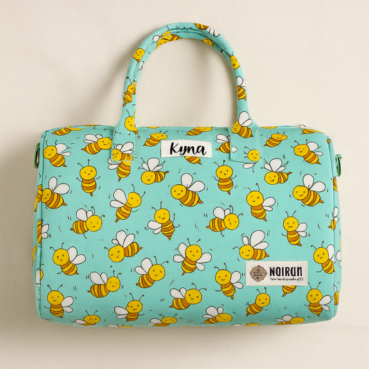 Mini Duffle/Diaper Honey Bees print Personalised Bag