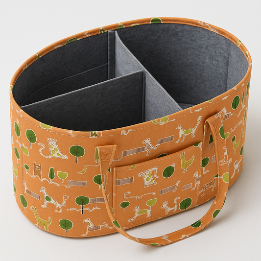 Oval Diaper Caddy Old MacDonald Print Personalised Bag
