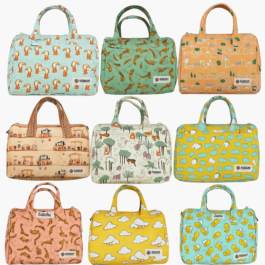 Mini Duffle/Diaper Clouds print Personalised Bag